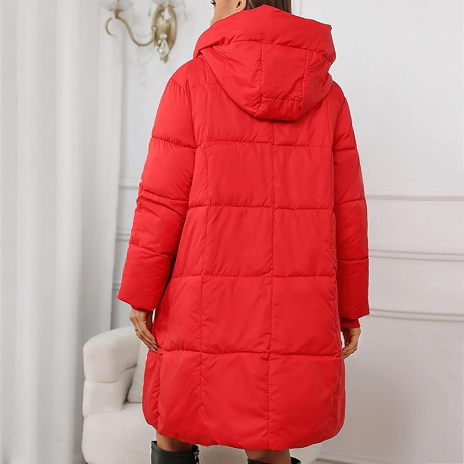 Womens Coats Winter Light Down Zipper Puffer Jackets Plus Size Long Sleeve Lightweight Parka Jackets With Pocket