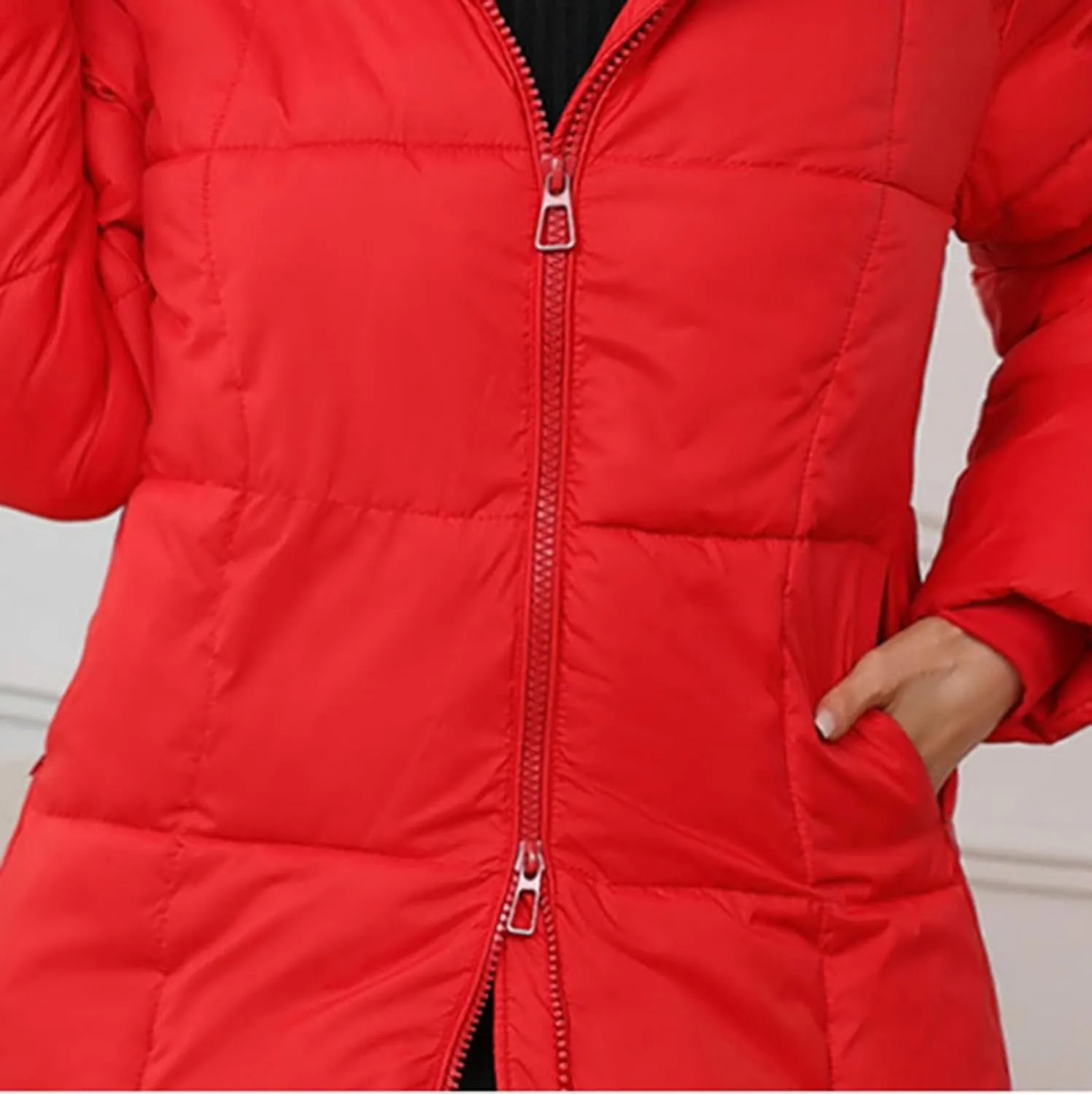 Womens Coats Winter Light Down Zipper Puffer Jackets Plus Size Long Sleeve Lightweight Parka Jackets With Pocket
