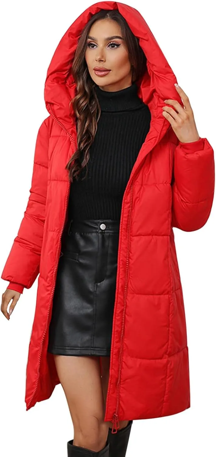 Womens Coats Winter Light Down Zipper Puffer Jackets Plus Size Long Sleeve Lightweight Parka Jackets With Pocket