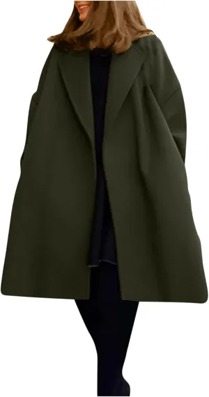 Women's Long Cardigan Sweaters Oversized Fall Dressy Lapel Coatigan Jackets Casual Trendy Winter Wool Pea Coat