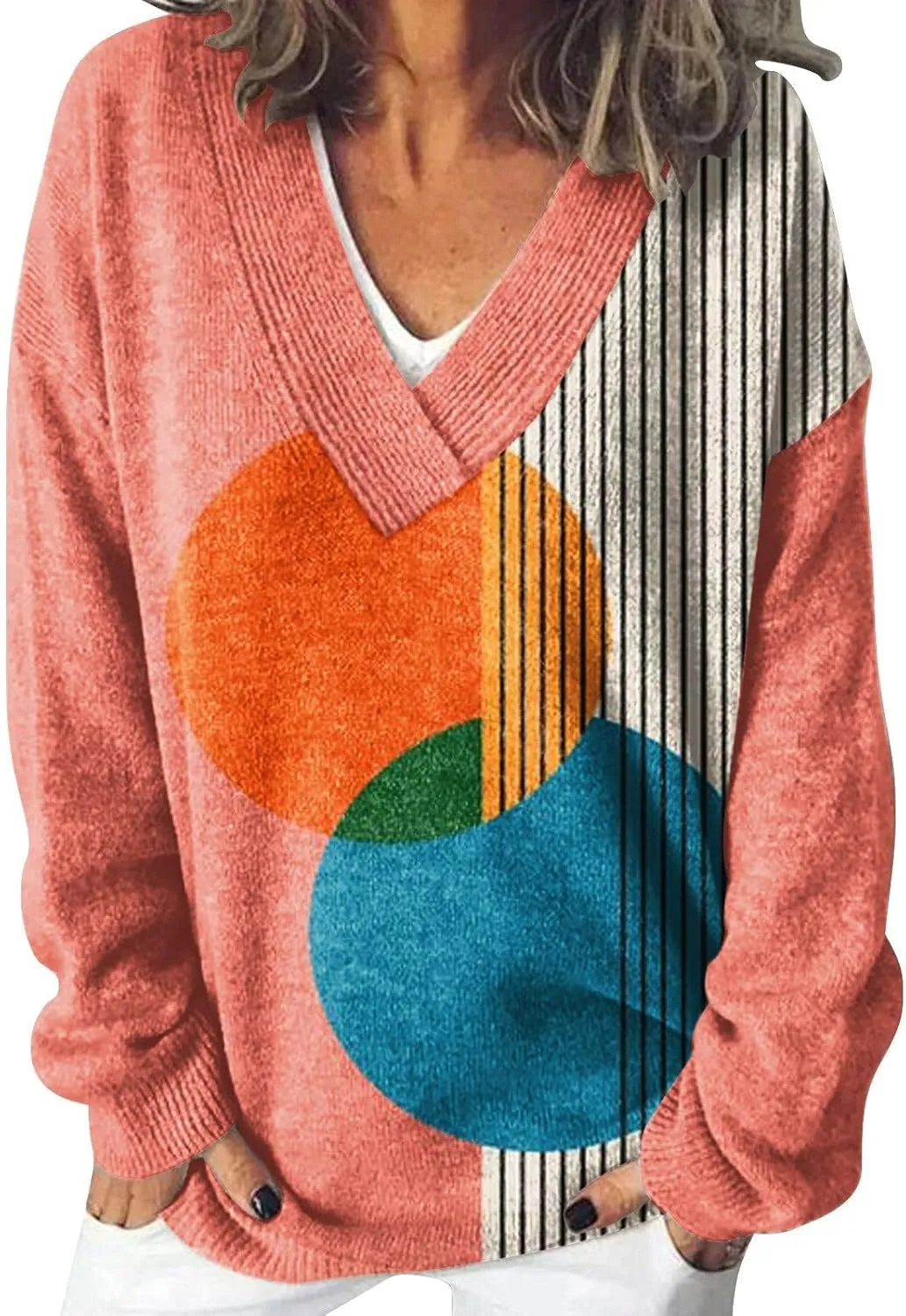 Women's Long Sleeve V Neck Cable Knit Sweater Spring Jumper 2025 Spring Pullover Ladies Dressya Casual Outfits