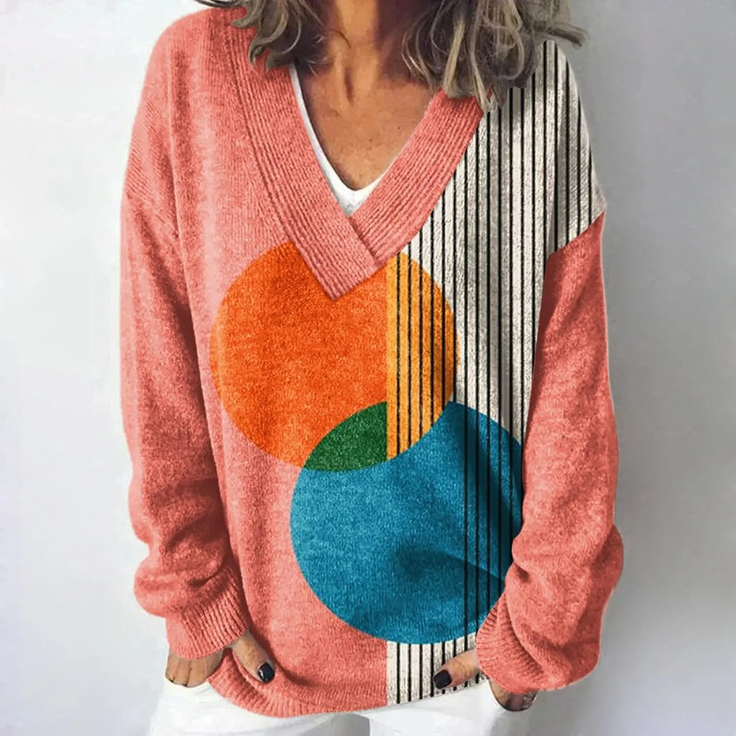 Women's Long Sleeve V Neck Cable Knit Sweater Spring Jumper 2025 Spring Pullover Ladies Dressya Casual Outfits