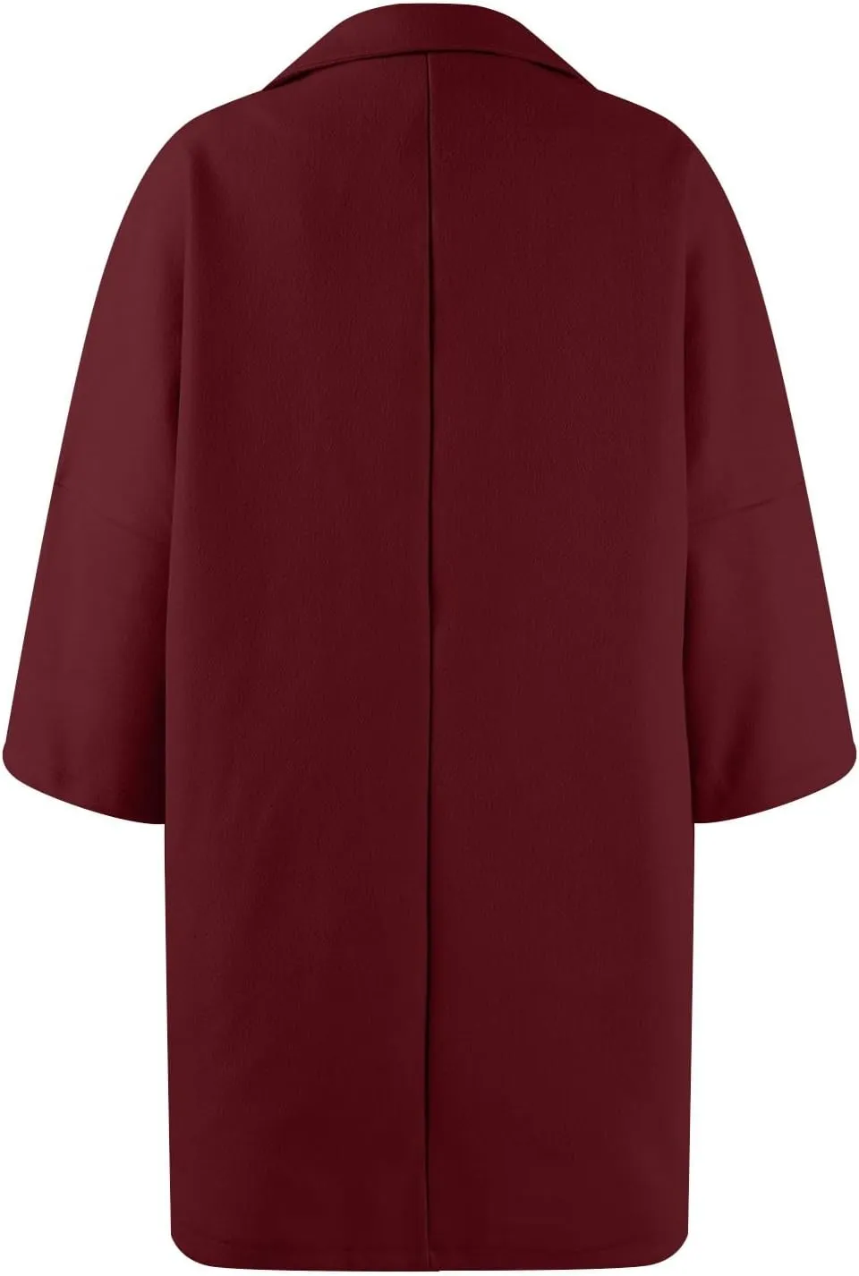 Womens Pea Coats Lapel Neck Button 3/4 Sleeve Coats Winter Double Breasted Wool Coats with Pockets