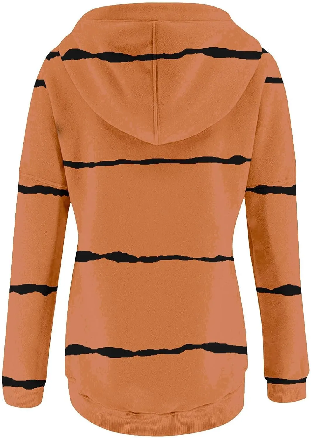 Womens Striped Casual Sweatshirt Oversized Drawstring Casual V Neck Button Up Hoodies Fall Long Sleeve Hooded Jackets