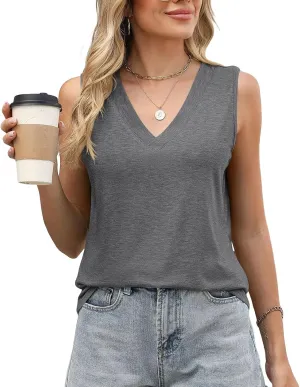 Womens Tank Tops Eyelet Embroidery Summer Sleeveless V Neck Flowy Casual Tops Beach Vacation Fashion Boho Shirt
