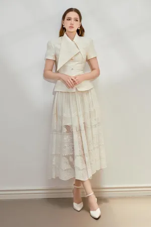 Xian Peplum V-Neck Brocade Shirt